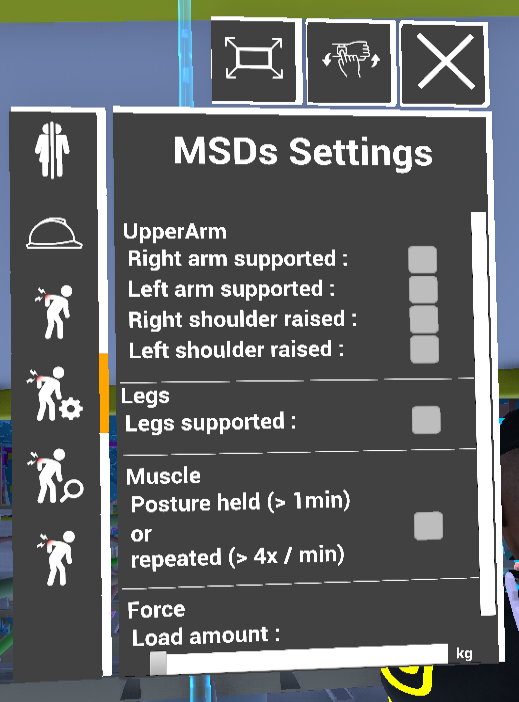 MSDs settings