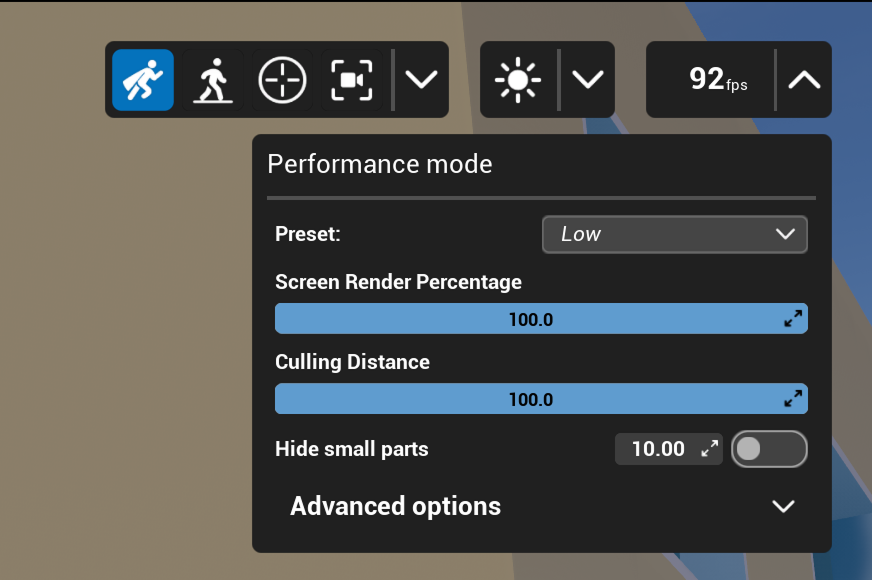 Performance Mode menu